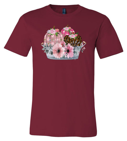 Fall Pink Pumpkins - Cardinal Short/Long Sleeve Tee - Southern Grace Creations