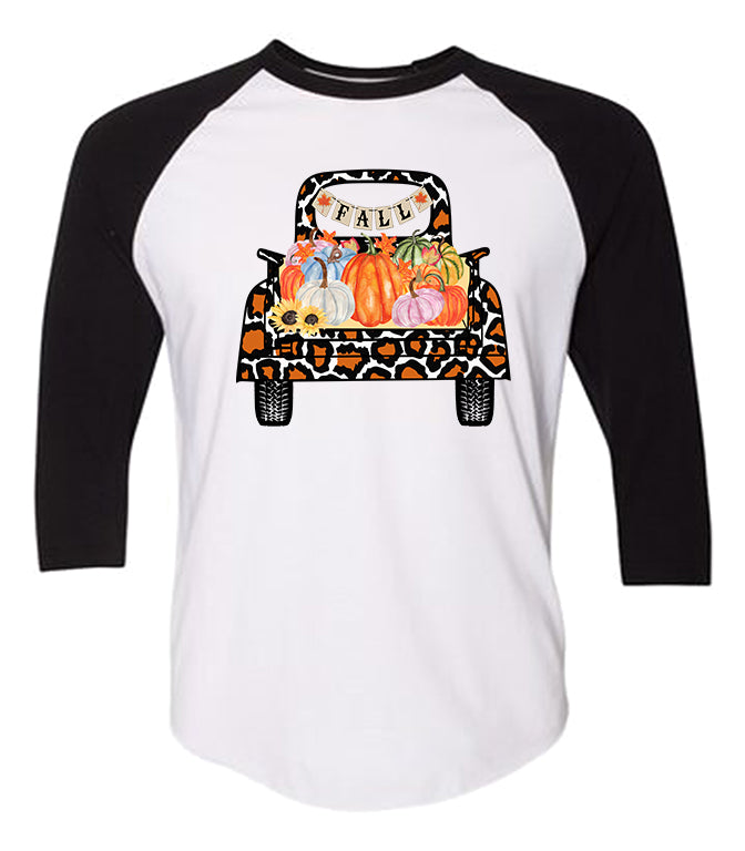 Fall Truck Tee - Black/White Raglan - Southern Grace Creations