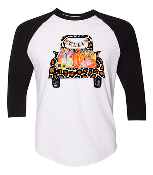 Fall Truck Tee - Black/White Raglan - Southern Grace Creations