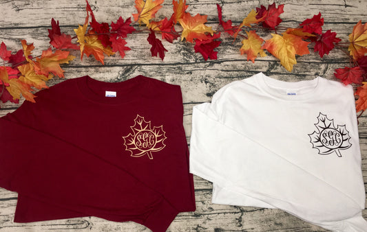 Falling Gracefully (Leaf Monogram Tee) - Southern Grace Creations