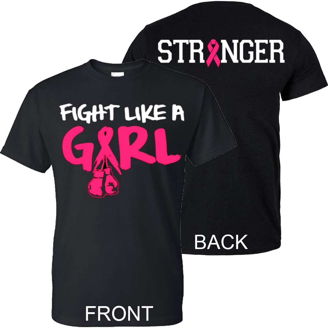 Fight Like A Girl Breast Cancer Tee Black Tee Hoodie Sweatshirt