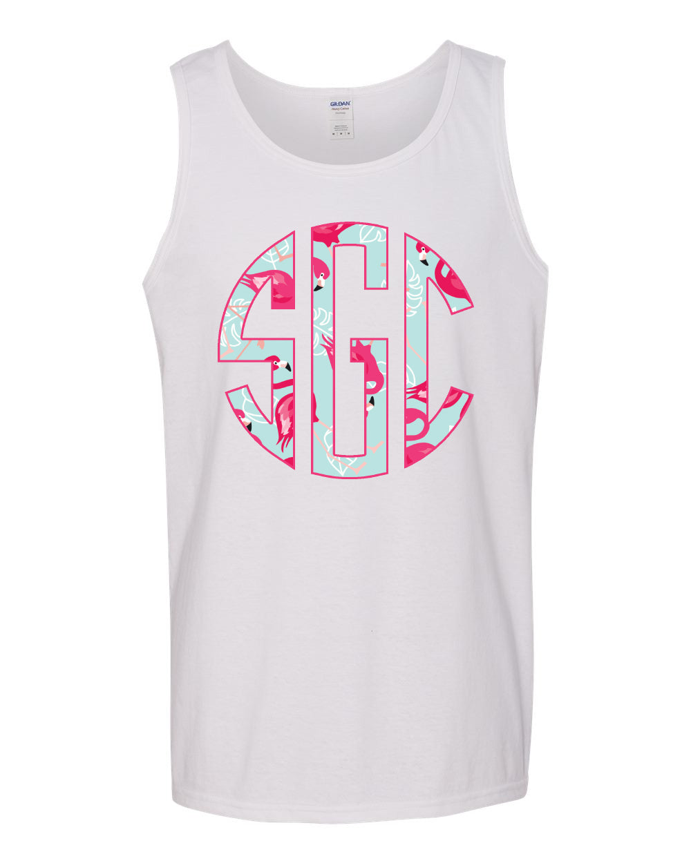 Flamingo Flock Circle Monogram Printed Shirt - Southern Grace Creations