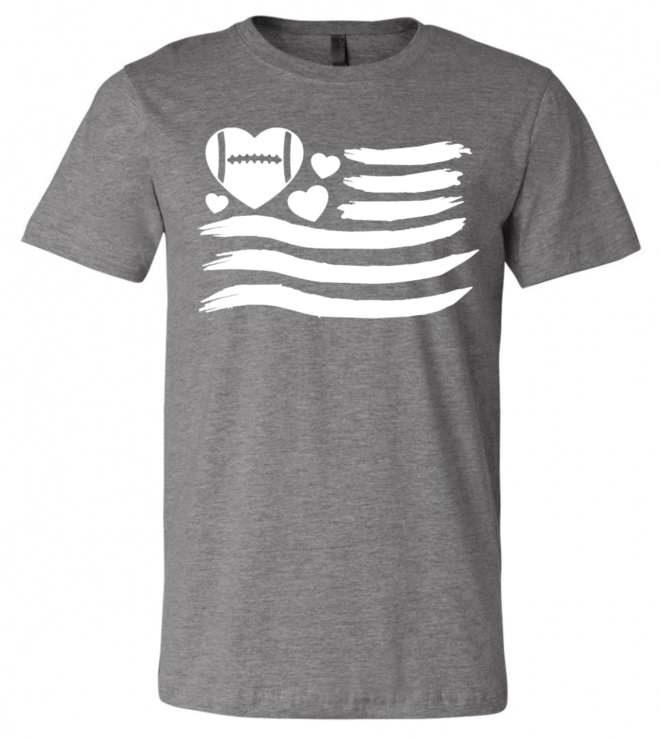 Football Heart Flag - Deep Heather Grey Short-Sleeve Tee - Southern Grace Creations