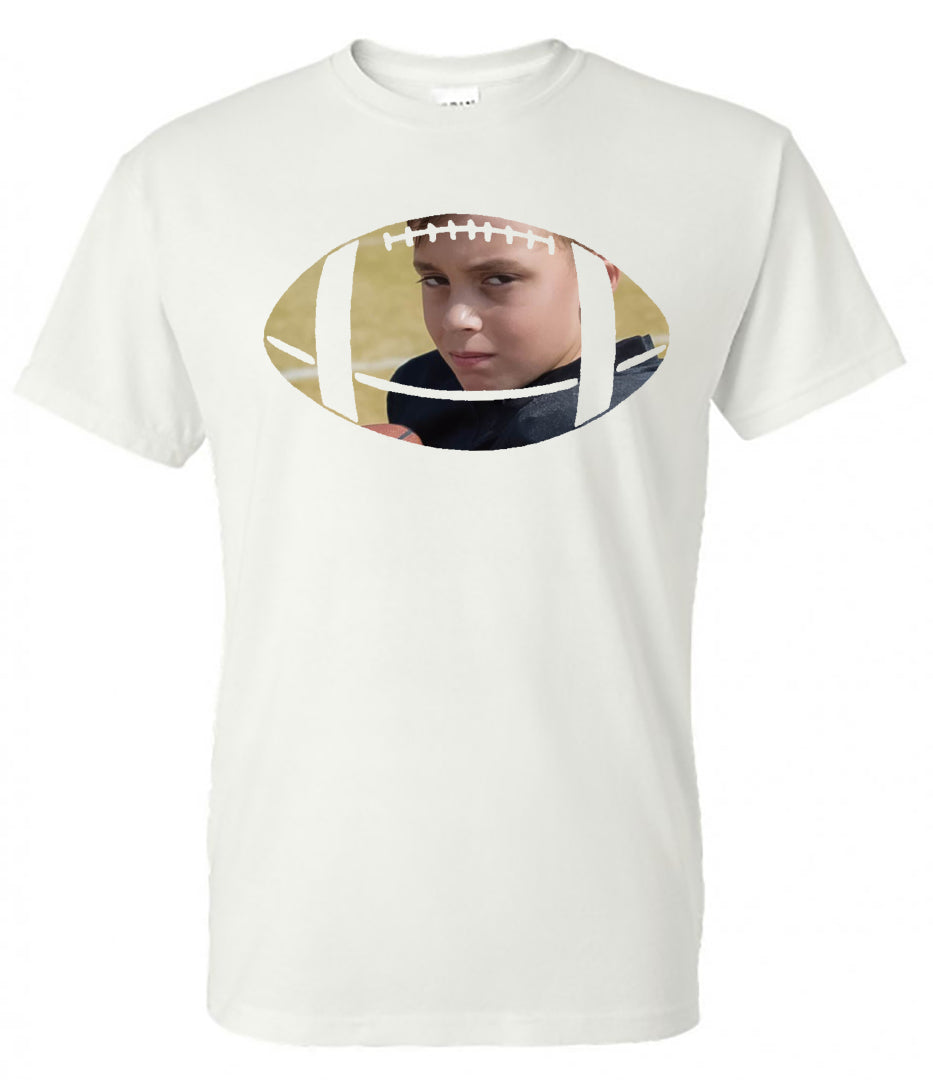Football with Photo - White Short-Sleeve Tee - Southern Grace Creations