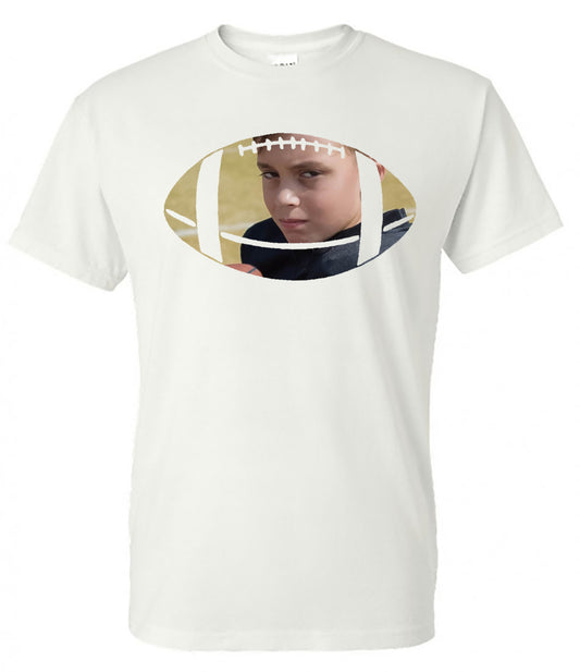 Football with Photo - White Short-Sleeve Tee - Southern Grace Creations