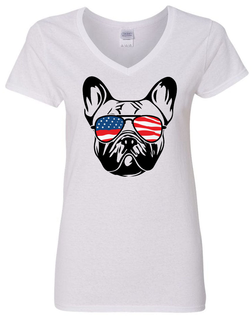 French Bulldog with Flag Bandana & Glasses Tee - Southern Grace Creations