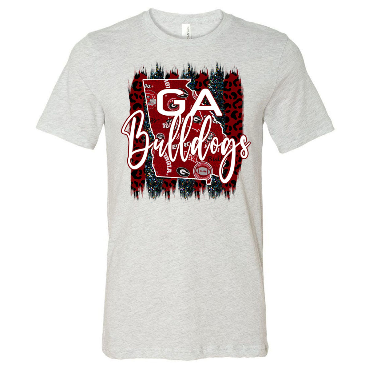 Ga Bulldogs Leopard Paint Strokes - Ash (Tee/Hoodie/Sweatshirt) - Southern Grace Creations