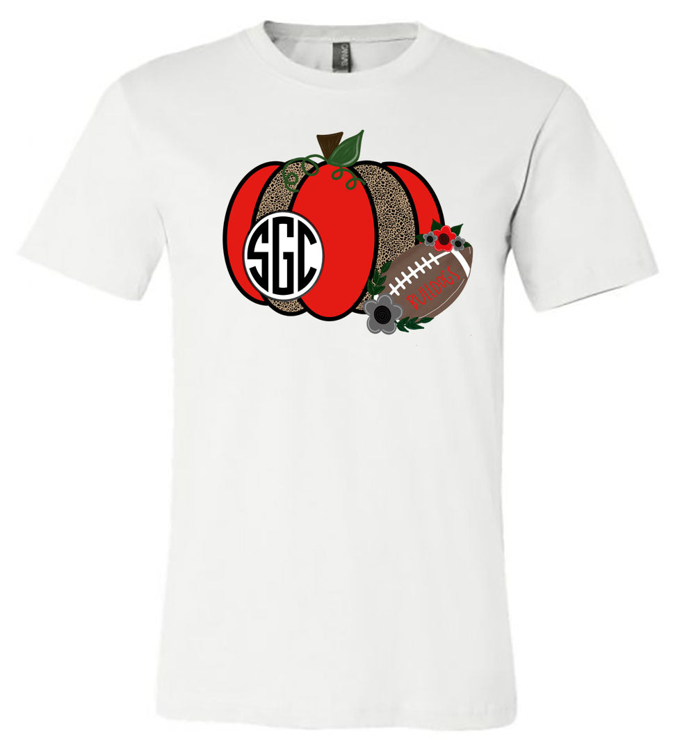 Georgia Football Monogram - White Short/Long Sleeve Tee - Southern Grace Creations