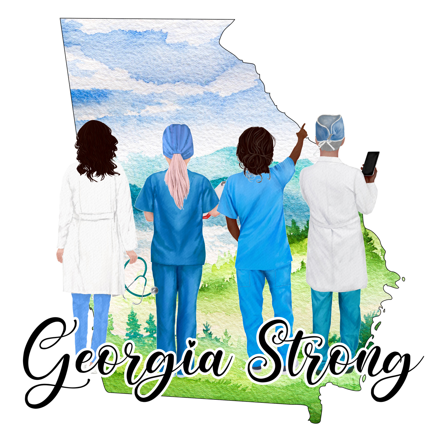 Georgia Strong - Medical - White Short-Sleeve Tee - Southern Grace Creations