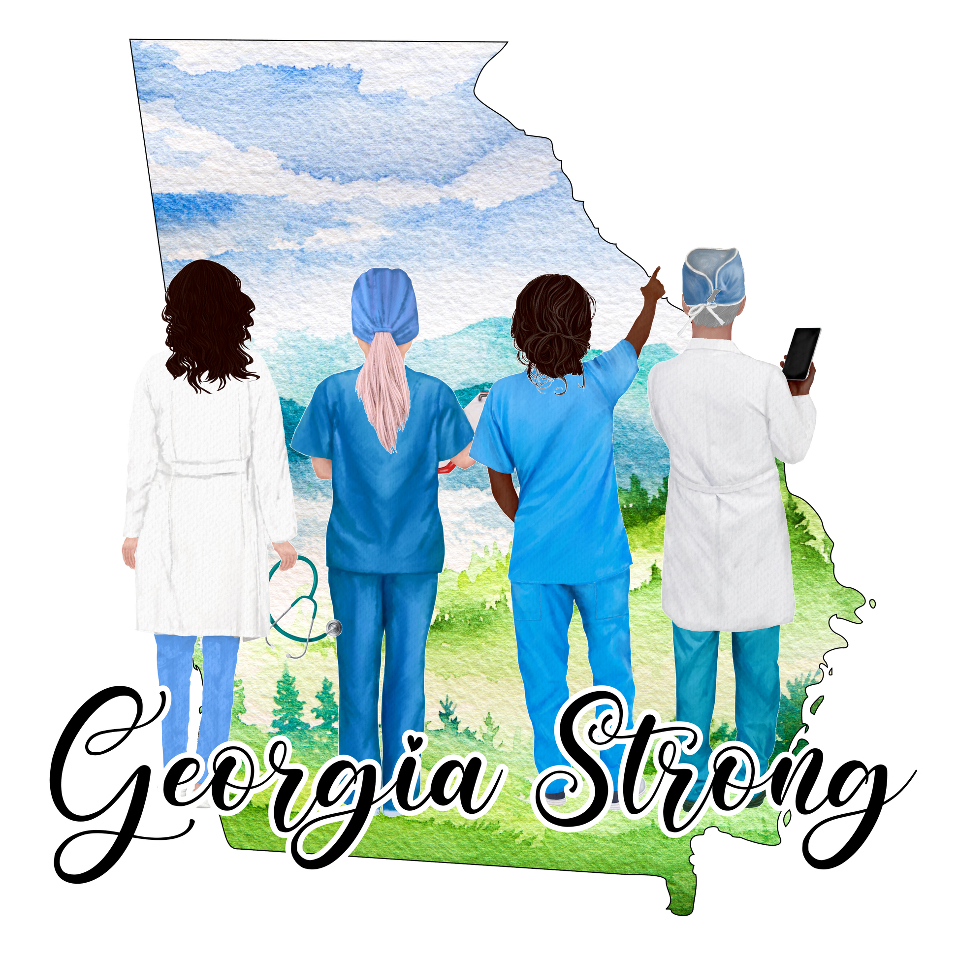 Georgia Strong - Medical - White Short-Sleeve Tee - Southern Grace Creations