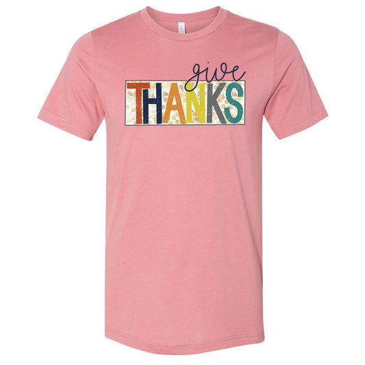 Give Thanks Floral Box - Mauve Tee - Southern Grace Creations