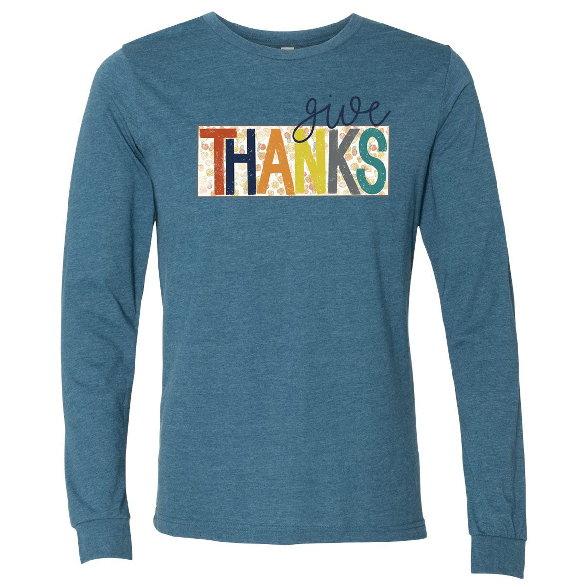 Give Thanks Floral Box - Teal Tee - Southern Grace Creations