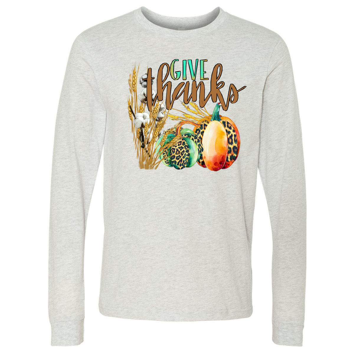 Give Thanks Wheat Cotton Pumpkins - Ash Tee - Southern Grace Creations