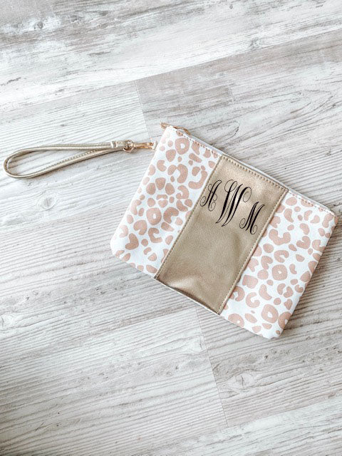 Gold Leopard Wristlet - Southern Grace Creations