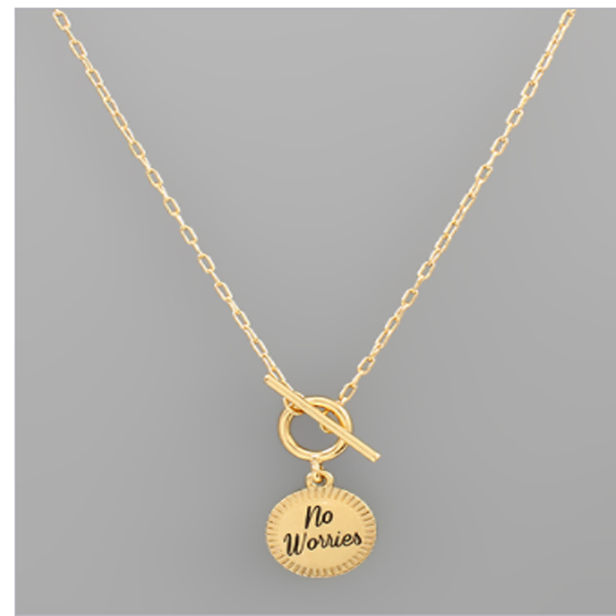 Gold No Worries Disk Necklace - Southern Grace Creations