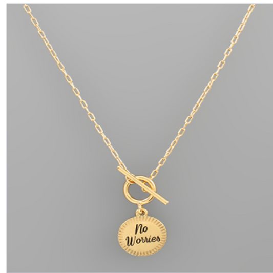 Gold No Worries Disk Necklace - Southern Grace Creations
