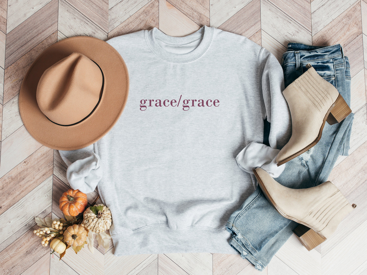 Grace Grace Sweatshirt - Ash - Southern Grace Creations