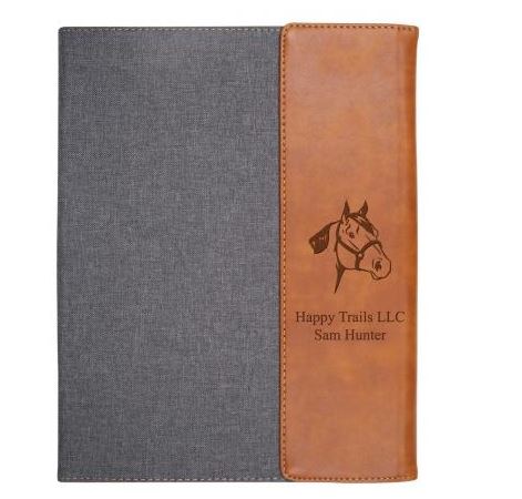 Grey & Tan Faux Leather Padfolio - Small - Southern Grace Creations