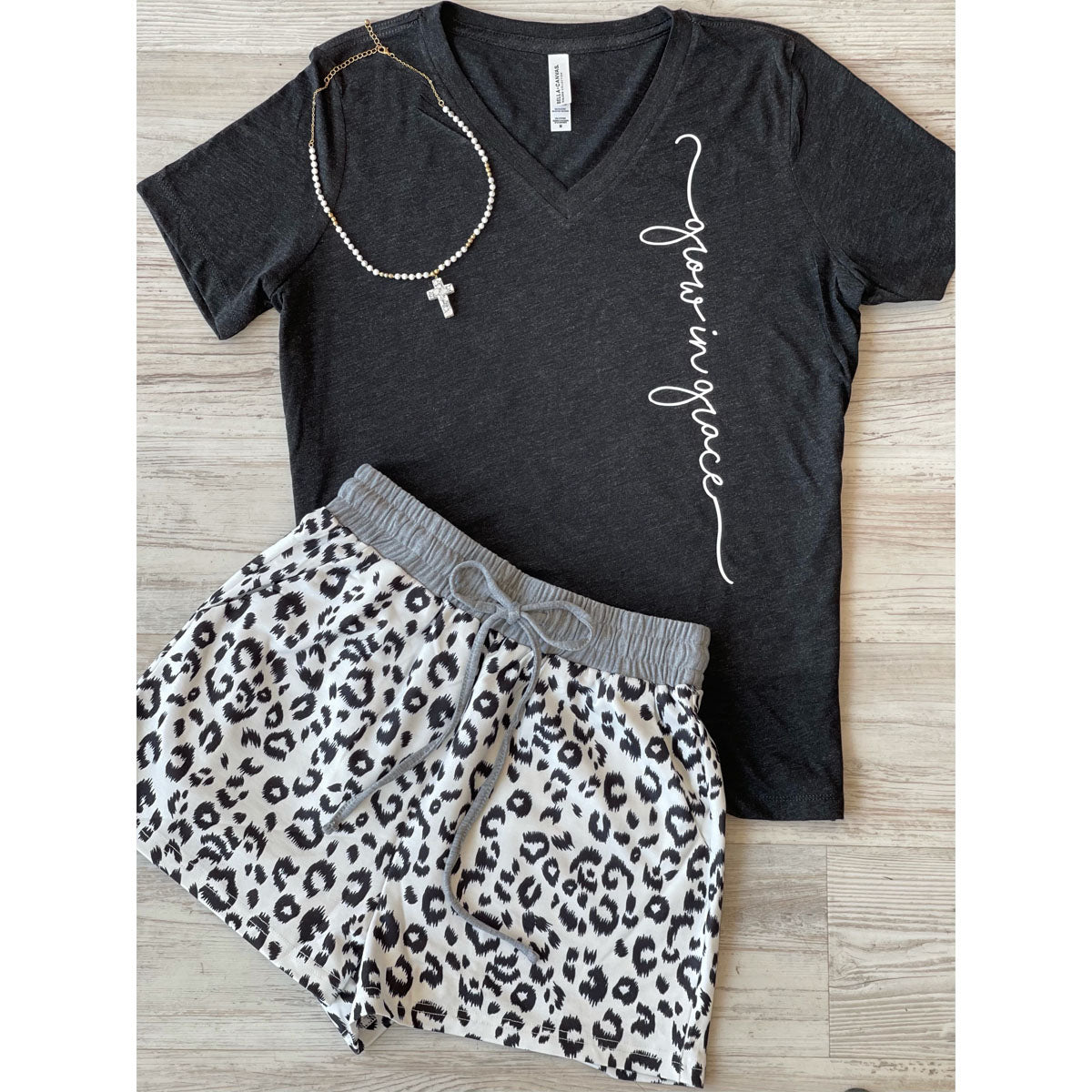 Grow In Grace SHIRT ONLY (Black Ladies Cut V-neck) - Southern Grace Creations