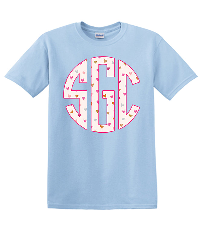 Heart Monogram Print - Light Blue - Southern Grace Creations