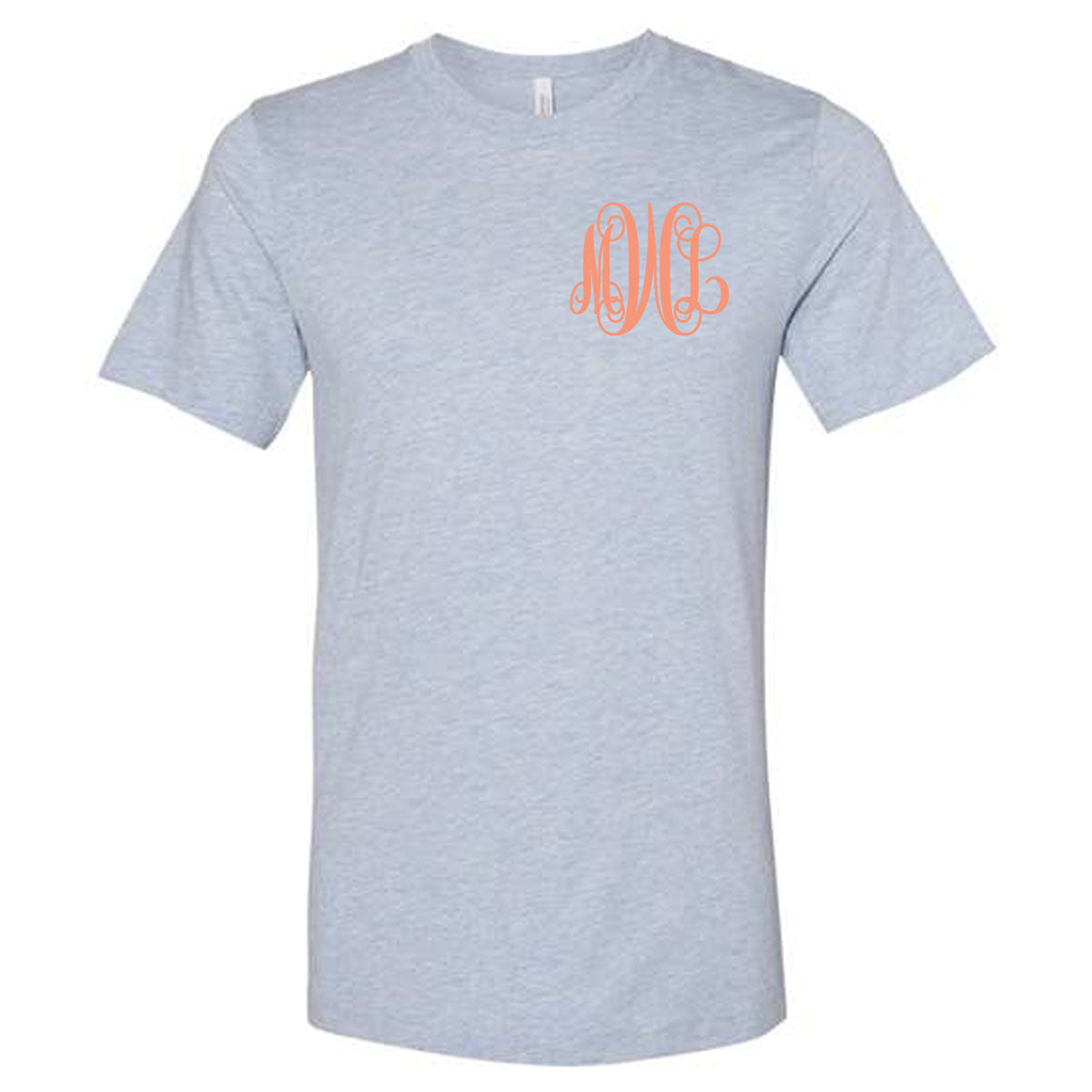 Heather Prism Blue Monogrammed (Left Chest) Short Sleeve Tee - Southern Grace Creations