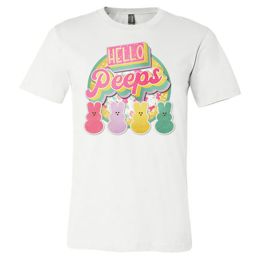 Hello Peeps - White Tee - Southern Grace Creations