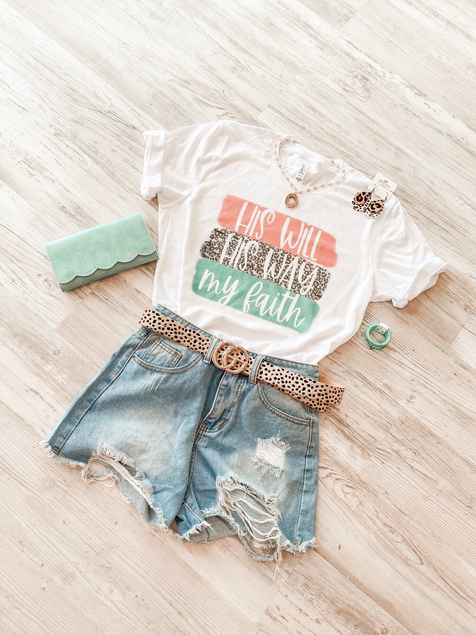 His Will His Way My Faith Tee - White - Southern Grace Creations