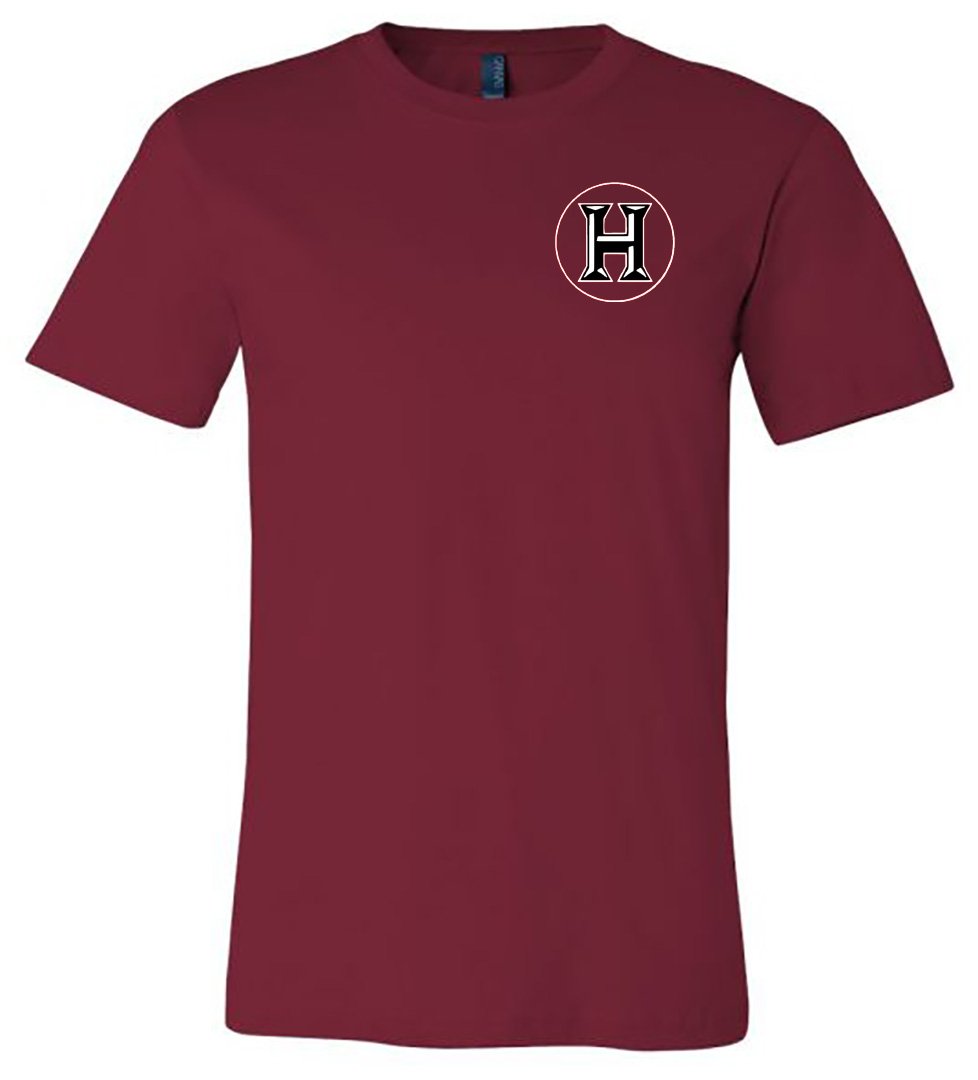 Howard - Huskies with Polka Dot Circle - Cardinal (Tee/Hoodie/Sweatshirt) - Southern Grace Creations
