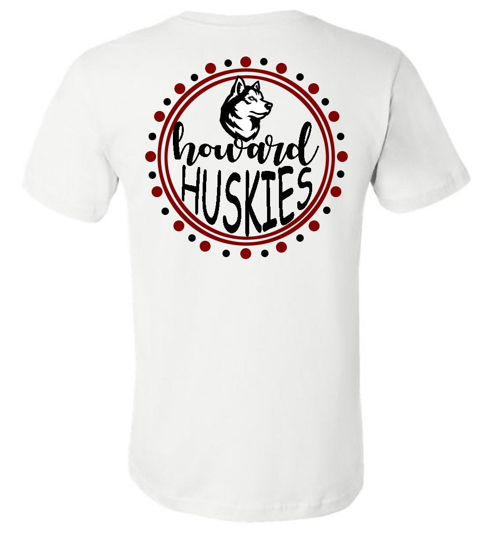 Howard - Huskies with Polka Dot Circle - White (Tee/Hoodie/Sweatshirt) - Southern Grace Creations