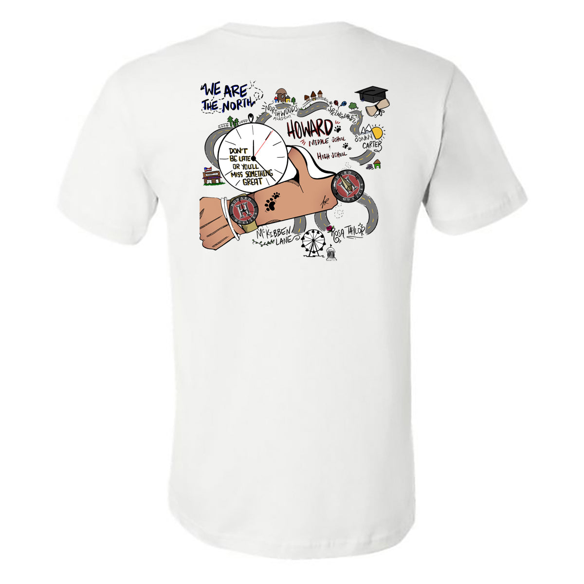 Howard - We Are North Drawing - White Short Sleeve Tee - Southern Grace Creations