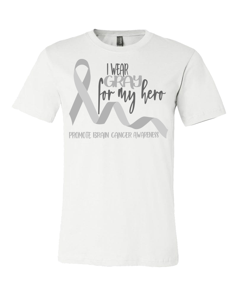 I Wear Gray for my Hero - White Tee - Southern Grace Creations