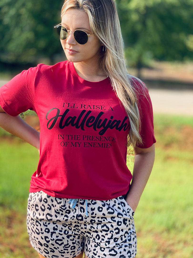 I'll Raise a Hallelujah Tee - Burgundy - Southern Grace Creations