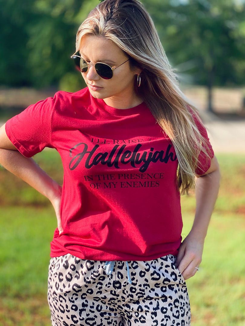 I'll Raise a Hallelujah Tee - Burgundy - Southern Grace Creations