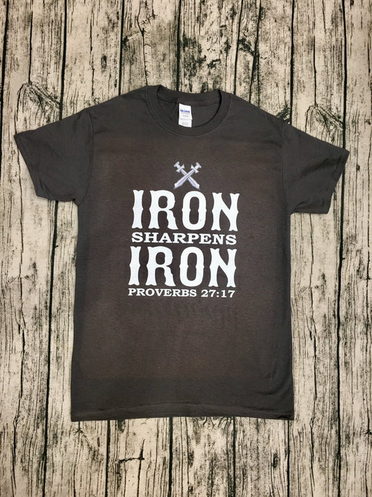 “Iron sharpens iron” Proverbs 27:17 - Black Short Sleeve Tee - Southern Grace Creations