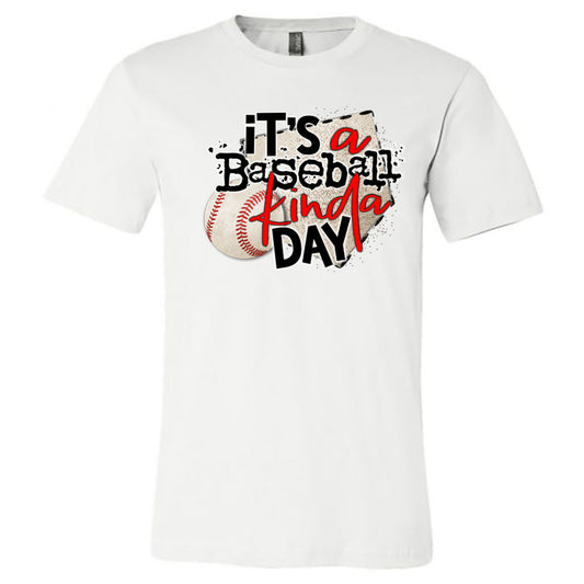 It's a Baseball Kinda Day - White Tee (Tee/Hoodie/Sweatshirt) - Southern Grace Creations