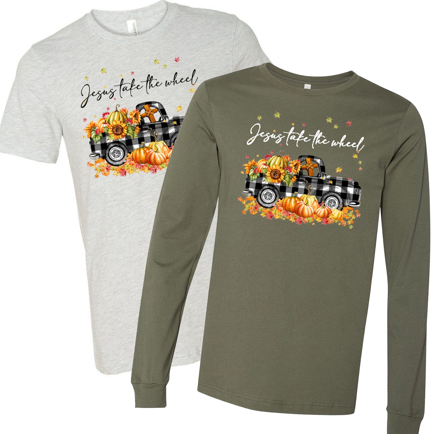 "Jesus Take the Wheel" Black/White Plaid Truck - Southern Grace Creations