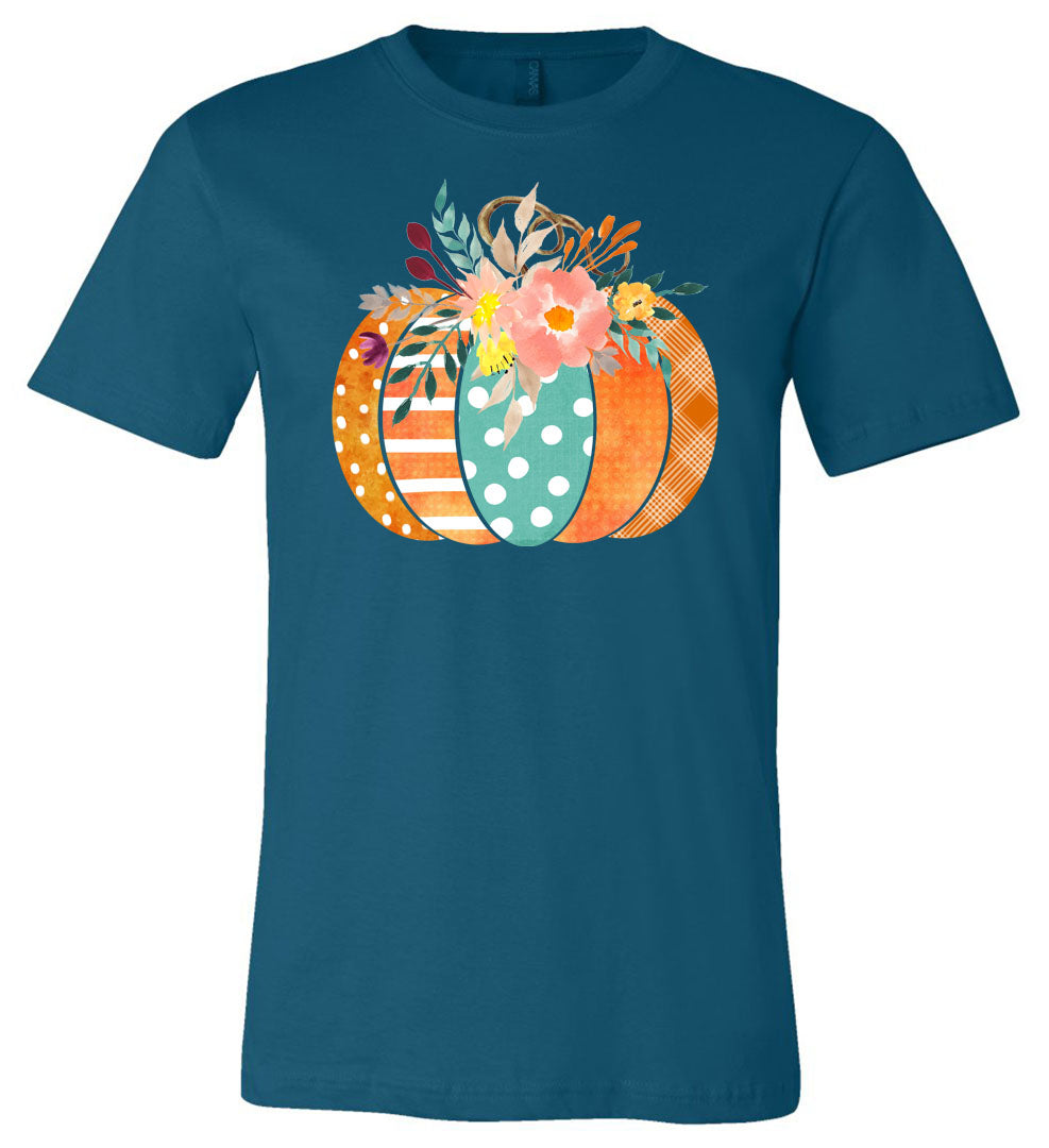 Joyous Day Pumpkin Tee.- Deep Teal Short/Long Sleeve Tee - Southern Grace Creations
