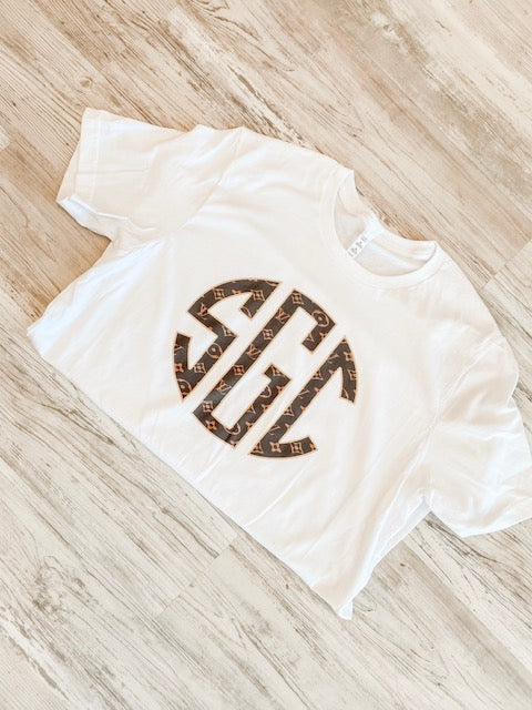 LV Print Monogram Tee - Southern Grace Creations