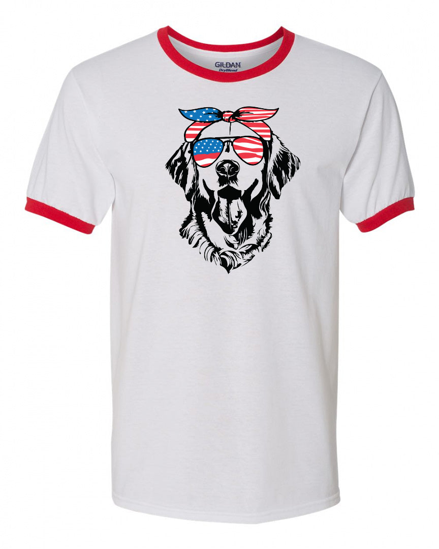 Lab with Flag Bandana & Glasses Tee - Southern Grace Creations