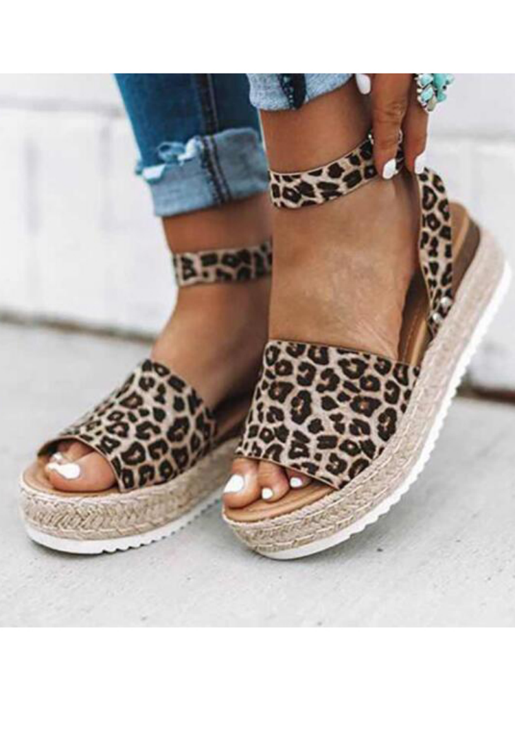 Leopard shops sandals platform