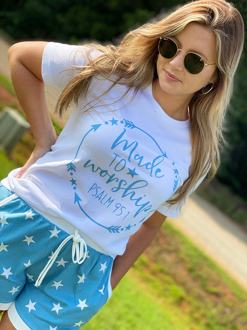 Made To Worship Tee - White - Southern Grace Creations