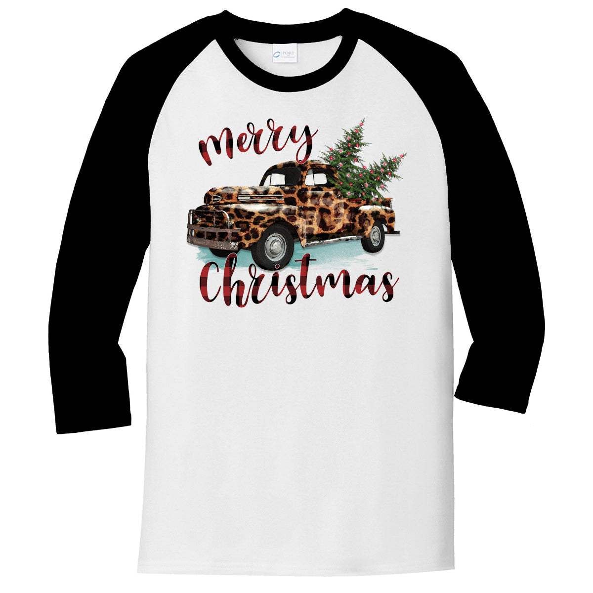 Merry Christmas Leopard Truck Tee - Southern Grace Creations