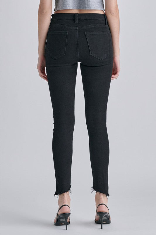 Mid Rise Crop Skinny with Uneven Frayed Hem - Southern Grace Creations