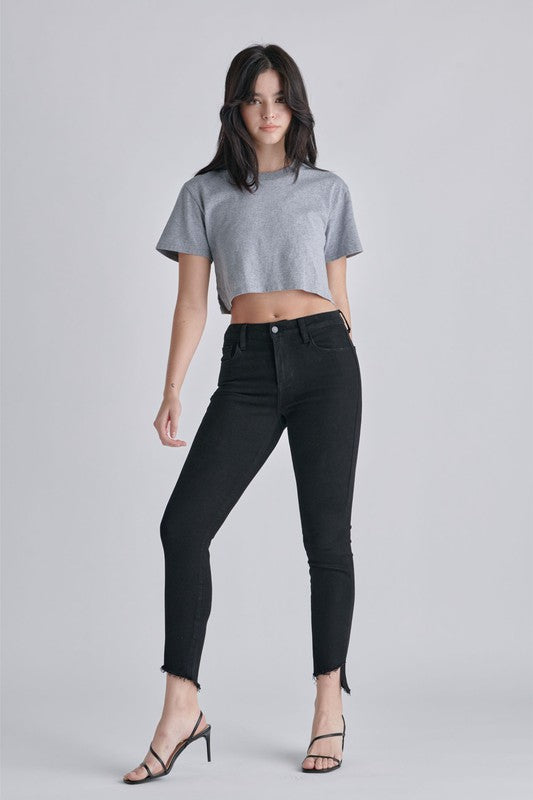 Mid Rise Crop Skinny with Uneven Frayed Hem - Southern Grace Creations