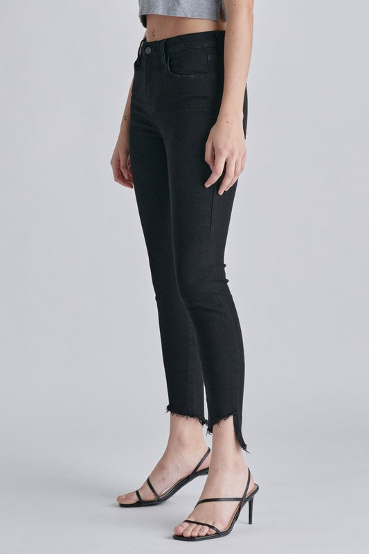 Mid Rise Crop Skinny with Uneven Frayed Hem - Southern Grace Creations