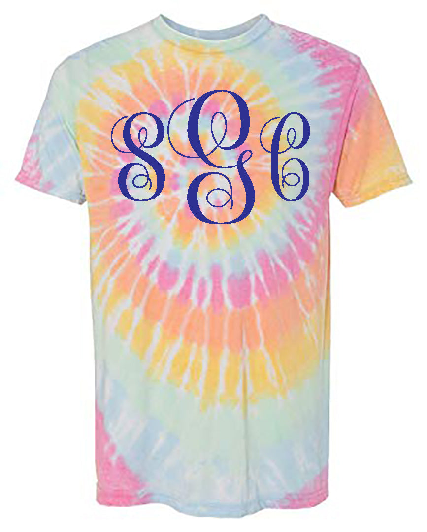Monogram Aerial Tie Dye Tee - Southern Grace Creations