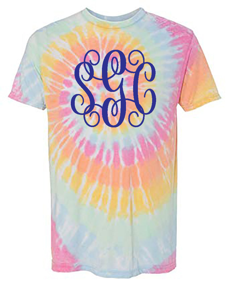 Monogram Aerial Tie Dye Tee - Southern Grace Creations