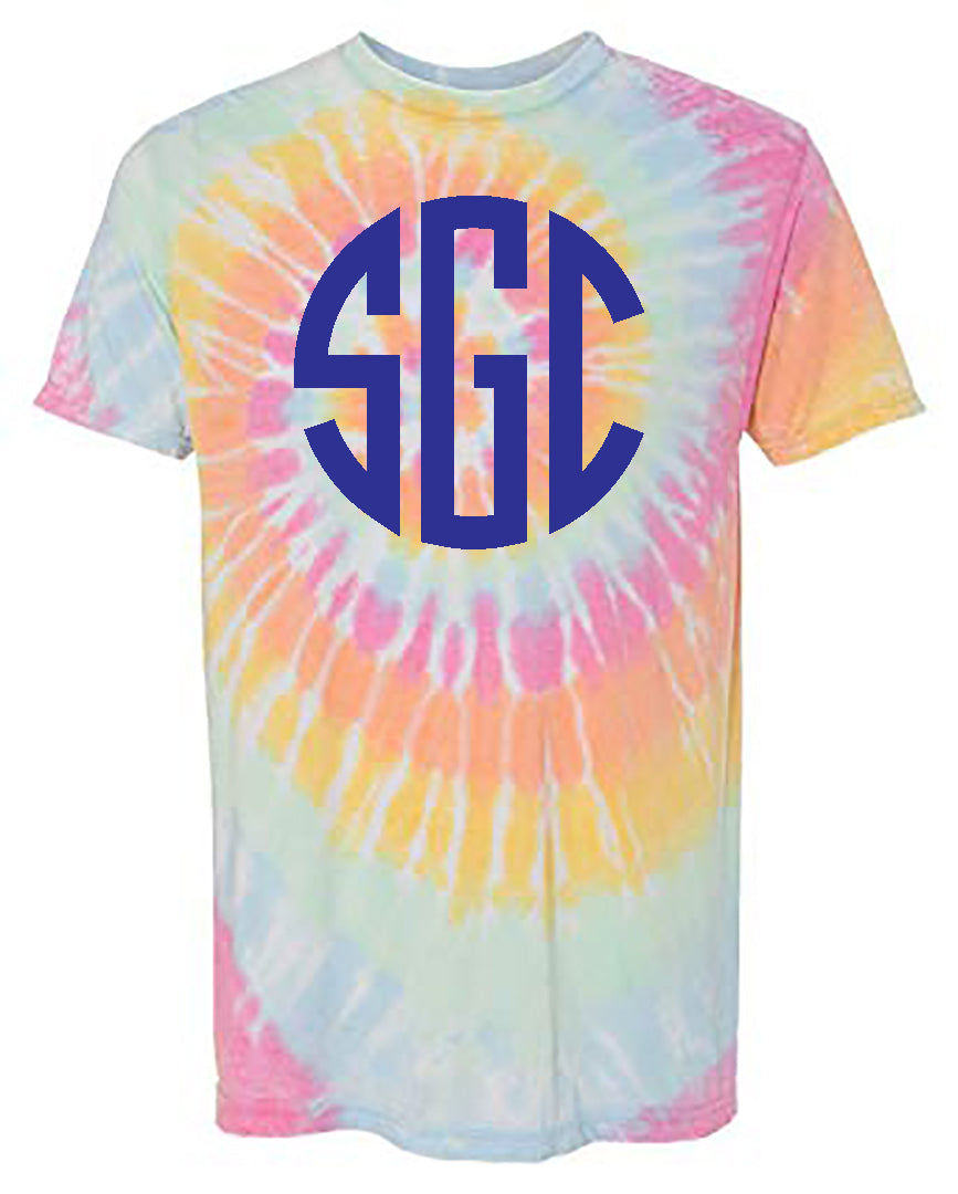 Monogram Aerial Tie Dye Tee - Southern Grace Creations