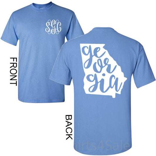 Monogram State Tee - Southern Grace Creations