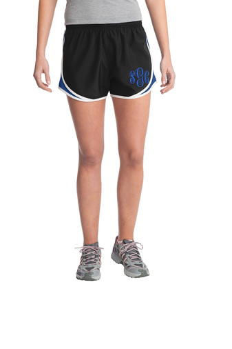 Monogrammed Athletic Shorts - Black/Royal Blue - Southern Grace Creations